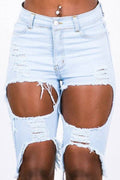 Light Blue Distressed Bermuda Shorts by The House of Stylez