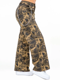 High Waist Camo Wide Leg Pants w/ Removable Chain by The House of Stylez