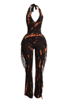 Tie Dye Fringed Halter Jumpsuit