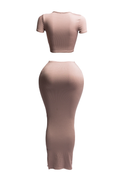 Short Sleeve Crop Top & Long Skirt Set by The House of Stylez