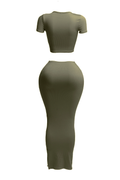 Short Sleeve Crop Top & Long Skirt Set by The House of Stylez