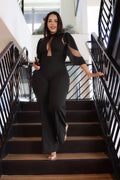 La Mesh Inserted Fashion Jumpsuit by Fasheabe
