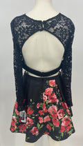 Juniors Sequin Hearts Long Sleeve 2pc. Lace/Floral Mikado Skirt, Size 11/12 by Vanessa Jane