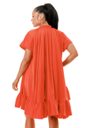 Short Sleeve Cape Style Belted Ruffled Flare Mini Dress by The House of Stylez