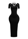 Collar Neck Short Sleeve Maxi Dress