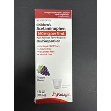 Children's Acetaminophen Oral Suspension (Grape Flavor - 4 fl oz) by Pasteur Pharmacy
