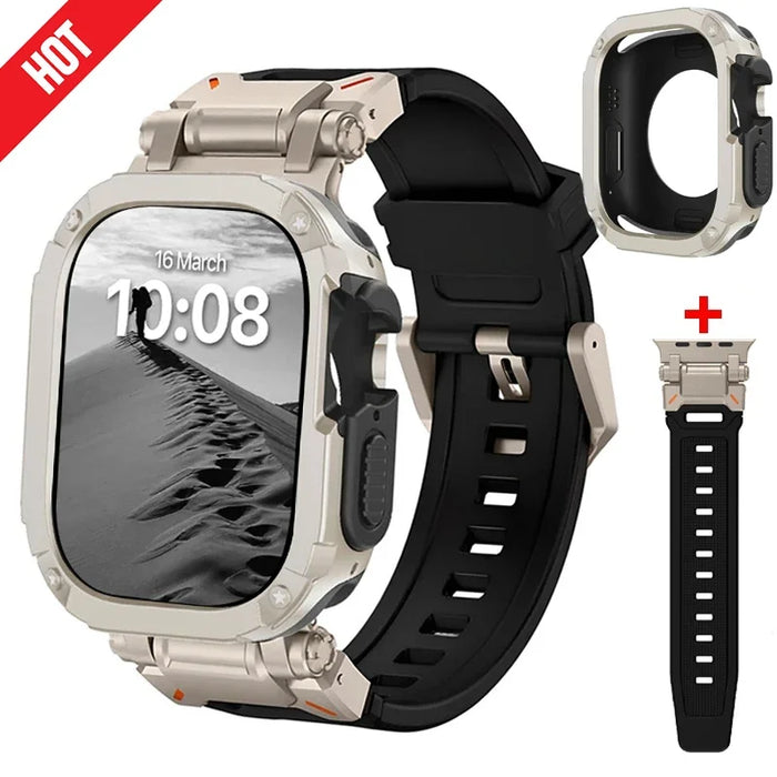 Apple Watch Band Rubber Band+Case 44/45/49 MM Series 9/8/7/6 Ultra 1/2 by Arleathercraft