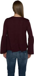 Eci Keyhole Bell-Sleeve Blouse, Size Medium by Vanessa Jane