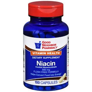 GNP Flush-Free Niacin (Vitamin B3) 500 mg Capsules, 100 Count by Pasteur Pharmacy