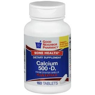 GNP Calcium + Vitamin D Tablets 500 mg, 160 Count by Pasteur Pharmacy