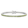 5.45 Ct Round Green Peridot Prong Rhodium Over Silver Tennis Bracelet