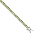 5.45 Ct Round Green Peridot Prong Rhodium Over Silver Tennis Bracelet by Fine Color Jewels