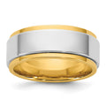 14k Two-Tone 6mm Step Edge Wedding Band Ring for Men and Women by Fine Color Jewels