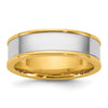 14k Two-Tone  Step Up Flat Edge Wedding Band Unisex Ring