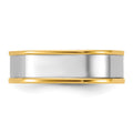 14k Two-Tone Step Up Flat Edge Wedding Band Unisex Ring by Fine Color Jewels