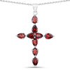 7.11 Ct Pear Red Garnet Prong Silver Cross Pendant Necklace