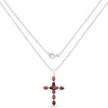 7.11 Ct Pear Red Garnet Prong Silver Cross Pendant Necklace by Fine Color Jewels