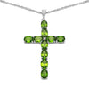 8.30 Ct Oval Green Peridot Prong Silver Cross Pendant Necklace