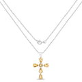 2.97 CTTW Yellow Citrine Prong Silver Cross Pendant Necklace by Fine Color Jewels
