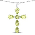 2.24 Ct Green Peridot Prong Silver Cross Pendant Necklace by Fine Color Jewels