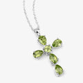 2.24 Ct Green Peridot Prong Silver Cross Pendant Necklace by Fine Color Jewels