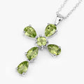2.24 Ct Green Peridot Prong Silver Cross Pendant Necklace by Fine Color Jewels