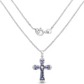 1.84 CTTW Round Violet Tanzanite Prong Silver Cross Pendant Necklace by Fine Color Jewels