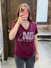 Linton ND Coordinates V Neck Tee - Maroon