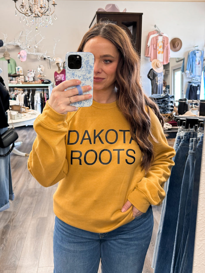 Dakota Roots Graphic Crew - Mustard by Boutique 23