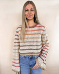 Gradation Stripe Crop Sweater - Multi by Boutique 23