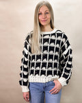 Contrast Color Square Knitted Sweater - Black/Ivory by Boutique 23
