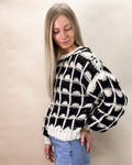 Contrast Color Square Knitted Sweater - Black/Ivory by Boutique 23