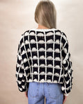Contrast Color Square Knitted Sweater - Black/Ivory by Boutique 23