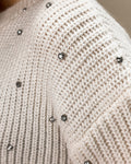 Rhinestone Crew Neck Sweater by Boutique 23