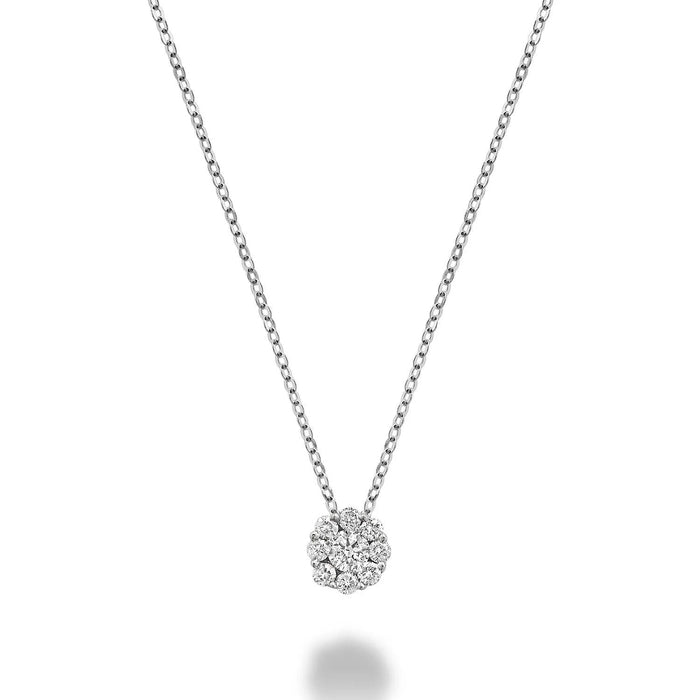 10k Gold Cluster Diamond Necklace by Fine Color Jewels