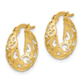 10K Gold Textured Hinged Hoop Earrings by Fine Color Jewels