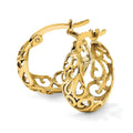 10K Gold Textured Hinged Hoop Earrings by Fine Color Jewels