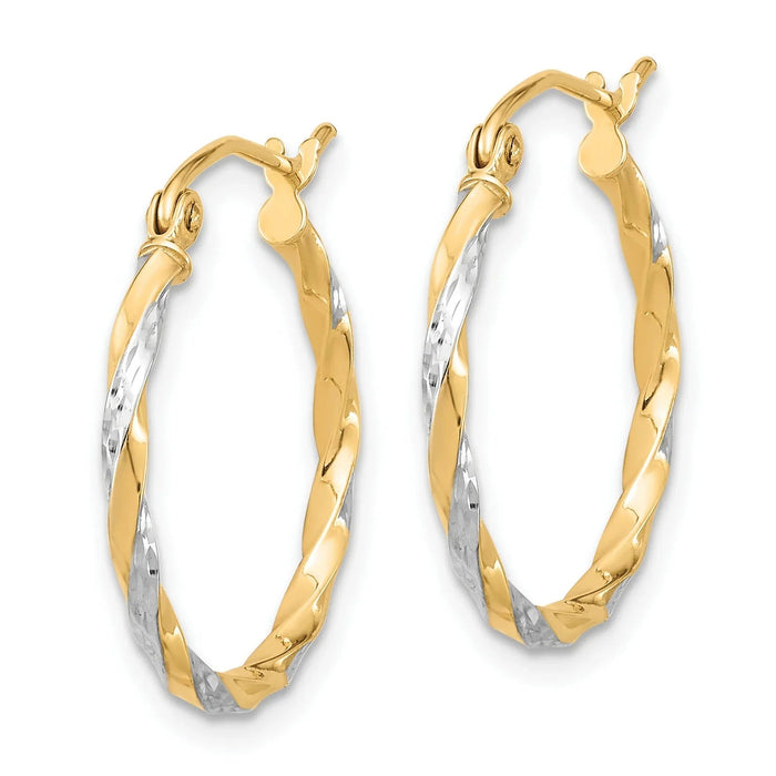 10k Gold Hollow Twisted Hoop Earrings by Fine Color Jewels
