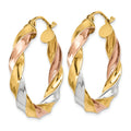 10k Gold Light Twisted Hoops Earrings by Fine Color Jewels