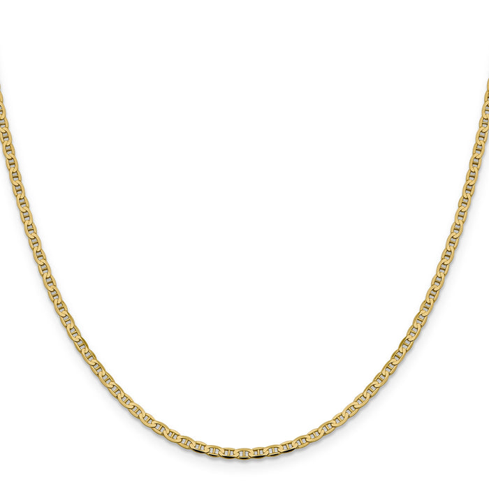 10K Gold Flat Anchor Chain 18 inch by Fine Color Jewels