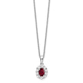 1.65 Ct Oval Red Lab Created Ruby and Diamond Prong 14k White Gold Halo Pendant Necklace by Fine Color Jewels