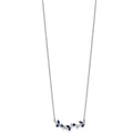 0.95 Ct Marquise Blue Sapphire and Diamond Prong 14k White Gold Floral Bar Necklace by Fine Color Jewels
