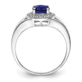 1.05 Ct Created Sapphire & Diamond Prong Rhodium-Plated Sterling Silver Halo Ring by Fine Color Jewels