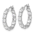In and Out CZ Hoop Earrings Silver by Fine Color Jewels