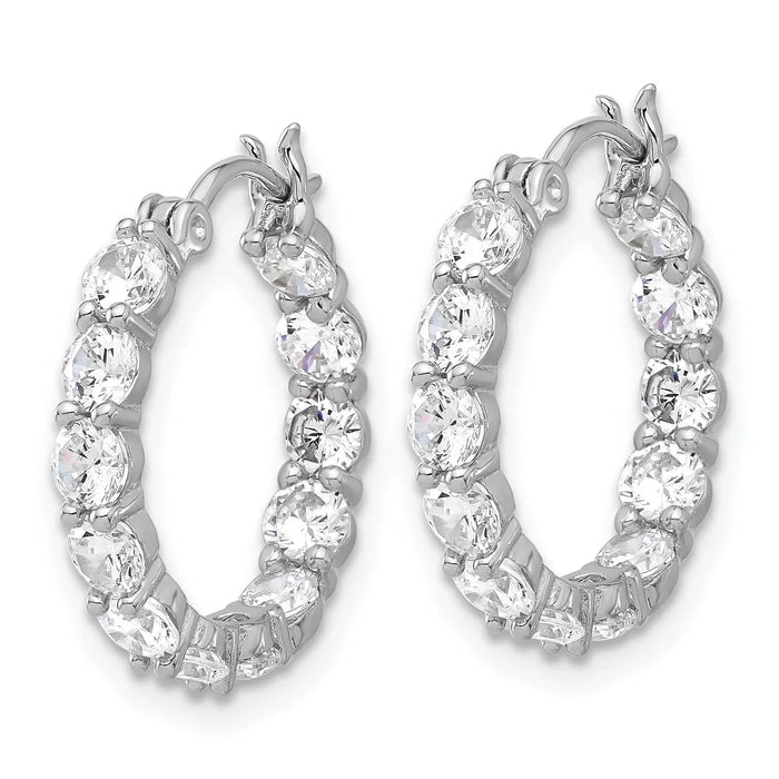 In and Out CZ Hoop Earrings Silver by Fine Color Jewels