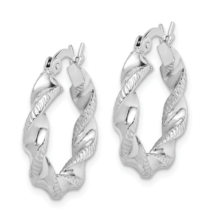 Twisted Hoop Earrings Silver by Fine Color Jewels