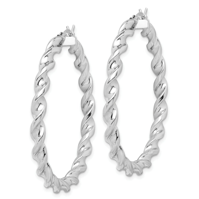 Twisted Silver Hoops Earrings by Fine Color Jewels