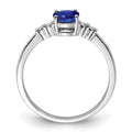 1.04 Ct Oval Blue Sapphire & Diamond Prong Rhodium Over Silver Five Stone Ring by Fine Color Jewels