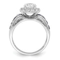 3.29 Ct Princess Blue Lab Created Sapphire & CZ Prong Sterling Silver Rhodium Plated Halo Ring by Fine Color Jewels