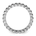 0.47 Ct Round Created Blue Sapphire Prong Silver Stackable Eternity Ring by Fine Color Jewels
